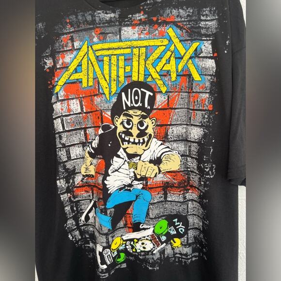 Anthrax N.O.T. Man Skateboard XXL Shirt 2012 JUMBO PRINT Thrash Metal Metallica - Picture 2 of 4